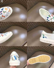 Louis Vuitton Multicolor Letter Print Slip On Loafers