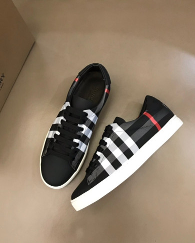 Burberry Classic Plaid Low Top Lace Up Casual Sneakers