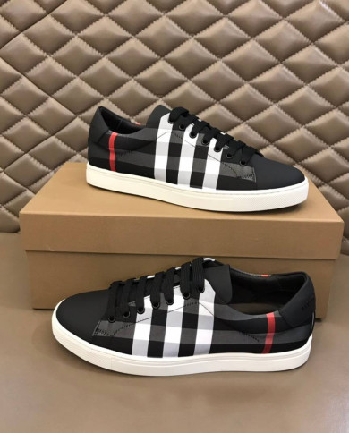 Burberry Classic Plaid Low Top Lace Up Casual Sneakers