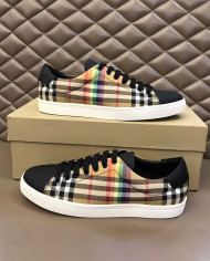 Burberry Classic Plaid Low Top Lace Up Casual Sneakers