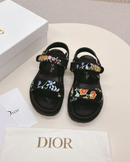 Dior Embroidered Floral Velcro Beach Sandals