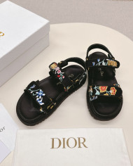 Dior Embroidered Floral Velcro Beach Sandals