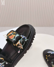 Dior Embroidered Floral Velcro Beach Sandals