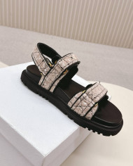Dior Plaid Woven Velcro Platform Sandals