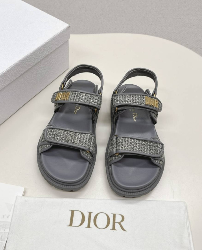 Dior Woven Texture Velcro Platform Sandals