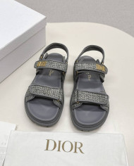 Dior Woven Texture Velcro Platform Sandals