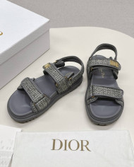Dior Woven Texture Velcro Platform Sandals
