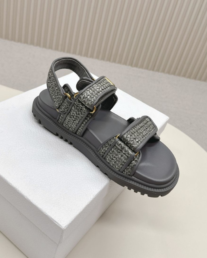 Dior Woven Texture Velcro Platform Sandals