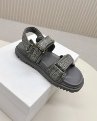 Dior Woven Texture Velcro Platform Sandals