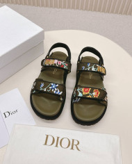 Dior Embroidered Floral Velcro Beach Sandals