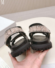Dior Plaid Woven Velcro Platform Sandals