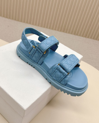 Dior Quilted Velcro Platform Sandals