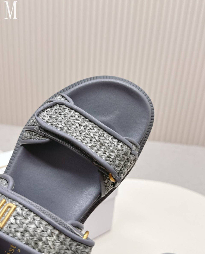 Dior Woven Texture Velcro Platform Sandals