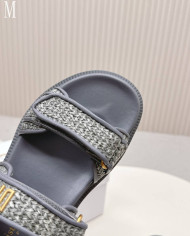 Dior Woven Texture Velcro Platform Sandals