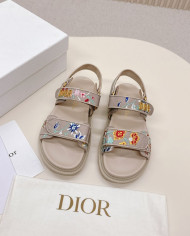 Dior Embroidered Floral Velcro Beach Sandals