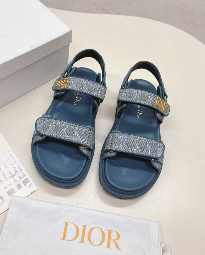 Dior Plaid Woven Velcro Platform Sandals