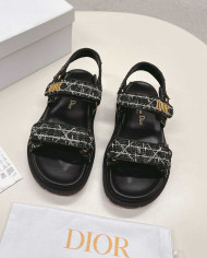 Dior Plaid Woven Velcro Platform Sandals