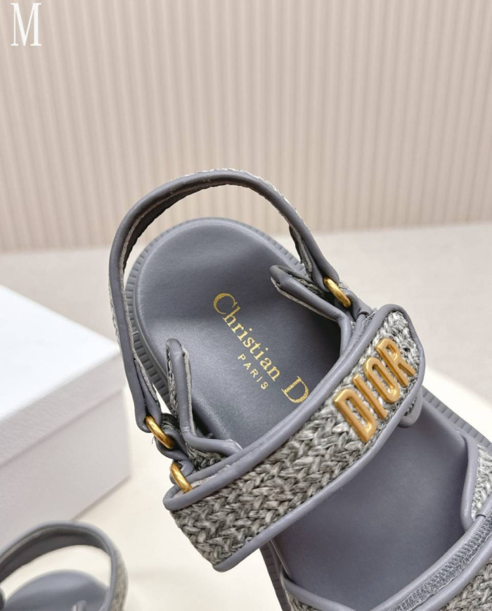 Dior Woven Texture Velcro Platform Sandals
