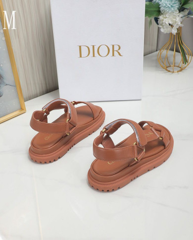 Dior D Wave Series T Strap Velcro Platform Sandals