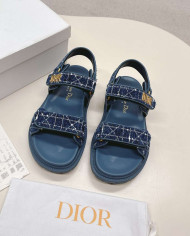 Dior Plaid Woven Velcro Platform Sandals