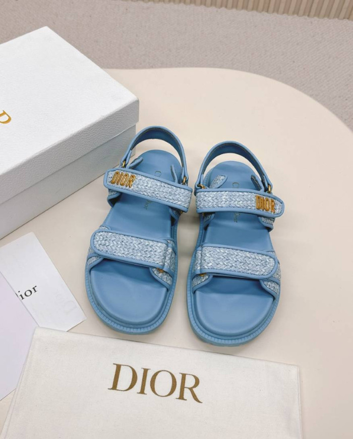Dior Woven Texture Velcro Platform Sandals