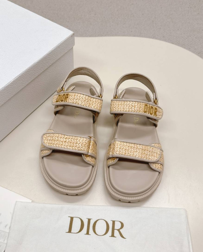 Dior Woven Texture Velcro Platform Sandals