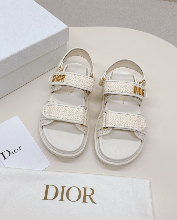 Dior Woven Texture Velcro Platform Sandals