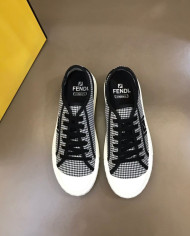 Fendi Houndstooth Pattern Low Top Lace Up Casual Shoes