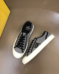 Fendi Houndstooth Pattern Low Top Lace Up Casual Shoes