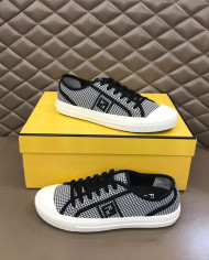 Fendi Houndstooth Pattern Low Top Lace Up Casual Shoes