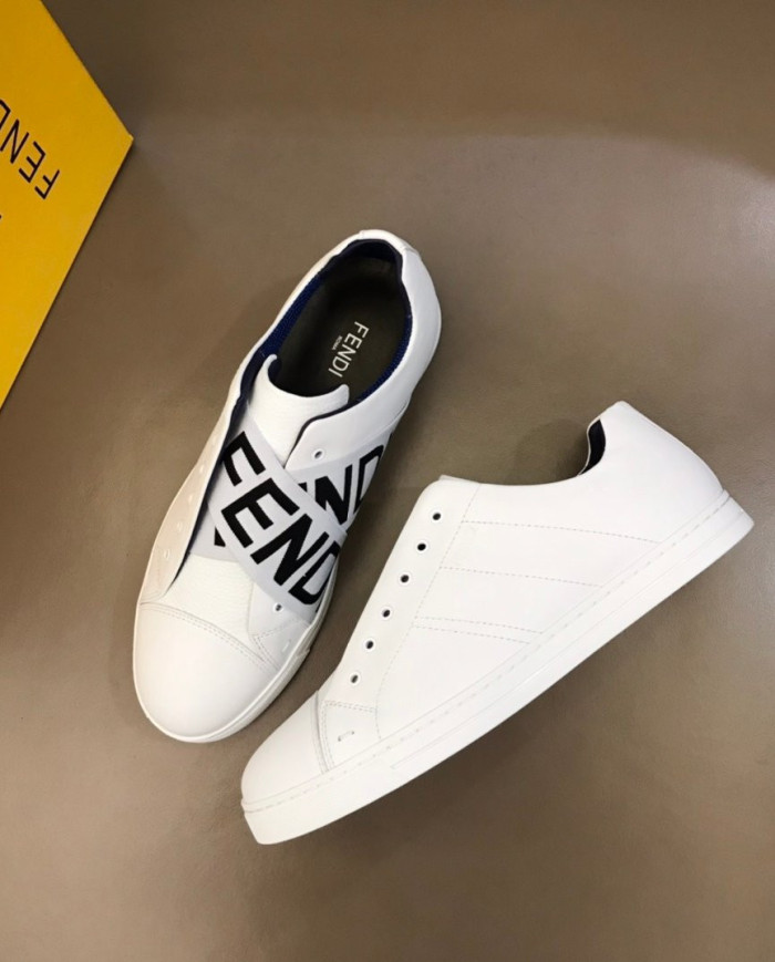 Fendi FENDI Logo Print White Casual Skate Shoes