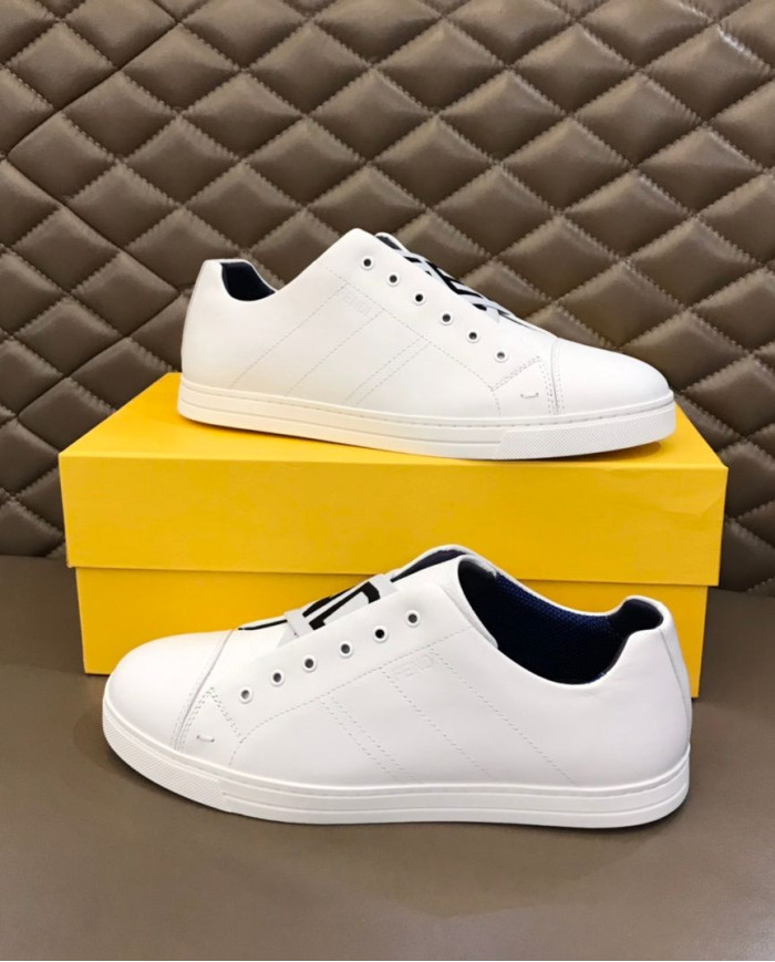 Fendi FENDI Logo Print White Casual Skate Shoes